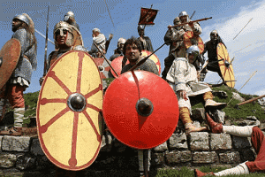 Britannia members portraying 5th Century troops